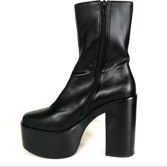 Jeffrey Campbell Mexique Platform Ankle Retro Boho Boots Glossy Black Sz 9.5 - Picture 6 of 7